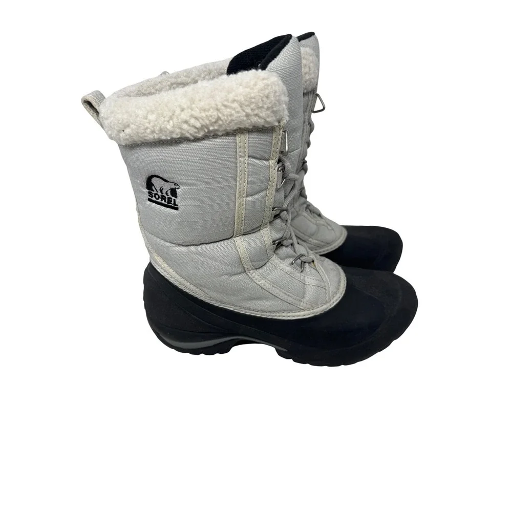 🔥Sorel🖤🩶🖤 Winter Snow waterproof Boots Grey Black Thinsulate ⭐️Likenew 7‎